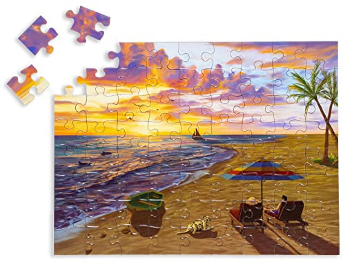 GoodDay Puzzles 72 Large Piece Jigsaw 'Beach Day', Puzzles for Seniors with Dementia/Alzheimer's, Easy Puzzle for Older Adults, Gifts for Elderly in Nursing Home, Activities for Vision Impaired