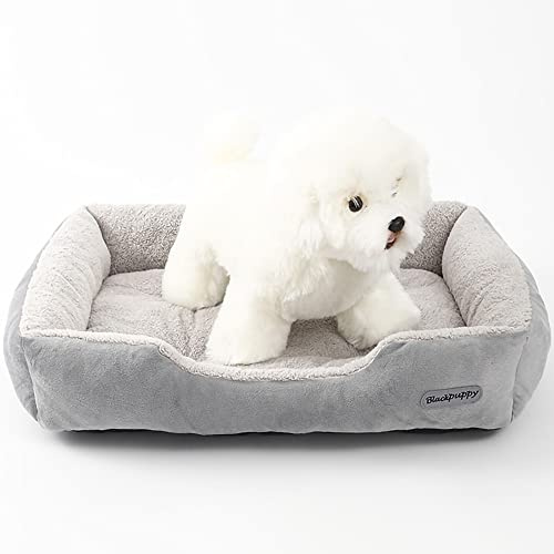 Nyescasa Hundebett Katzenbett Hundematte Katzenschlafplatz Hundesofa Katzensofa Hundekörbchen Katzenkissen Hundekissen Orthopädische Waschbar Rutschfest für Kleine Hunde und Katzen Grau S(40*31*10）