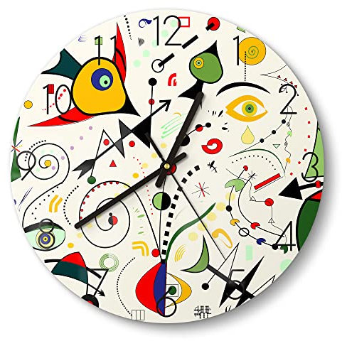 DEQORI Glasuhr | rund Ø 30 cm | Motiv Surreale Gestaltung | ausgefallene leise Design Uhr aus Glas | Wanduhr für Wohnzimmer & Küche | Moderne Hingucker Uhr für die Wand