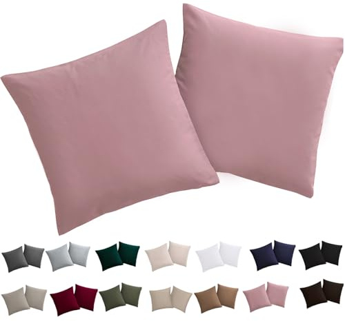 Soifox Kissenbezug 50x50 2er Set - Kopfkissenbezug 50 x 50 Rosa 100% Mikrofaser bügelfrei & knitterfrei mit Reißverschluss