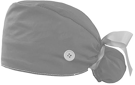 FVQL 2 Stück Bouffant OP-Haube für langes Haar, Doctor Cap Scrub Cap, Grau