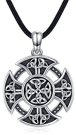 Collana con nodo celtico in argento sterling 925 ViKing, collana a croce, ciondolo vichingo/mitologia nordica amuleto/loto collana amuleto gioielli per uomo donna