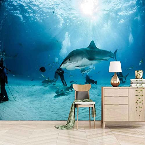 Meerestier Hai Fototapete 3D Wandbilder, Panoramawandbilder Große Tapete Dekoration Gemälde Tapete, Geeignet Für Wohnzimmer Und Schlafzimmer Kinderzimmer, Abnehmbares Wa 140 (Breite) x 70 (Höhe) cm