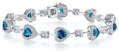 GEMLANTO 925 Sterling Silber Topas Tennis Armband Dezember Geburtsstein Damen Frauen Kreierter Schmuck Geschenk für Valentinstag Verlobung Geburtstags Muttertags Weihnachten