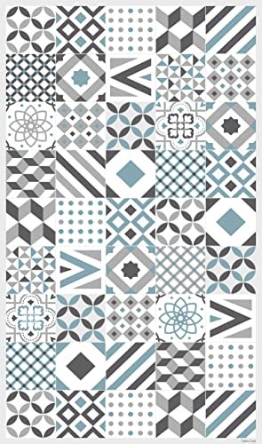 DobleUve Estudio Alfombra Vinílica Hidráulica 18 | Color Azul | 65x240 cm | Lavable Antideslizante | Para Cocina, Terraza Exterior y Salón