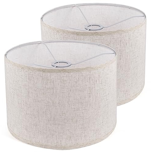 Lampenschirme, Trommel-Lampenschirm für Tischlampen, Stehlampen, 33 cm oben x 33 cm unten x 25,4 cm hoch, beige, große Stoff-Lampenschirme, einfache Montage, Ersatz-Lampenschirme, 2 Stück