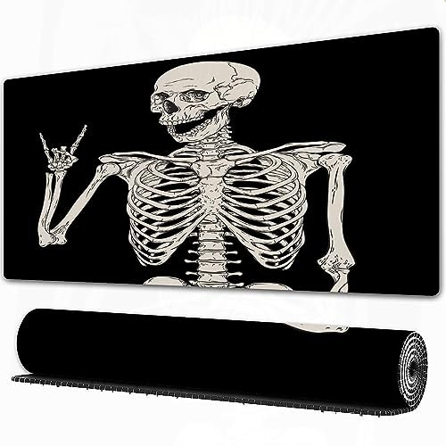 Gaming Mauspad XXL 750 x 400 x3 mm Schädel Menschliches Skelett Menschliches Sk Mousepad Groß Vernähte Kanten WassXerdicht Anti-Rutsch für PC,MacBook,Laptop Verbessert Präzision und GeschwindigkeiX