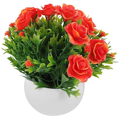 Ciieeo Gefälschter Topfbonsai Kunstblumen Im Topf Kleine Im Topf Künstlicher Hibiskus Im Topf Bonsai-Figur Kunstpflanzen Mit Blumen Plastikblumen-Bonsai Karikatur Statue Pp