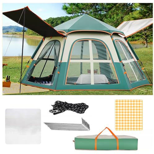 NRNQMTFZ Camping Zelt,Automatisches Sofortzelt 3-5 Personen Pop Up Zelt, Wasserdicht & Winddichte Ultraleichte Kuppelzelt, für Strand, Outdoor, Reisen(Green)
