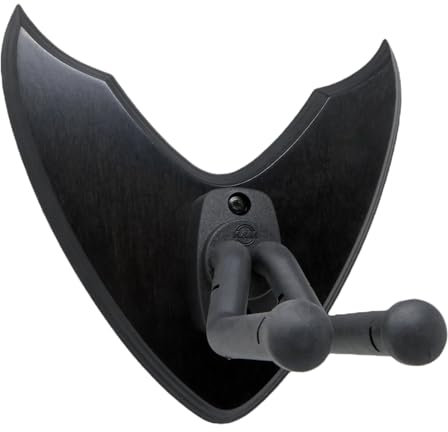 ROCK THE WALL Unikat - Wandhalter aus Holz für Gitarren und Bässe - Wandhalterung Schwarz 20,5x20,5cm - Gitarrenhalter Modell DARK EDGE SIX