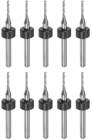 QUARKZMAN 10Pcs Embouts de Fraise 1,4 mm en Carbure de Tungstène pour Fraiseuse CNC, Outils de Gravure pour Circuit Imprimé, Machine de Fraisage du Bois, Tige Droite de 1/8 Pouce