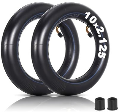 RUTU 2er-Pack Heavy-Duty 10 x 2.125 Ersatz-Innenschlauch mit 45°-Ventil für selbstausgleichende Elektroroller Dreirad Kinderwagen Kinderfahrrad Baby-Jogger Drift Board