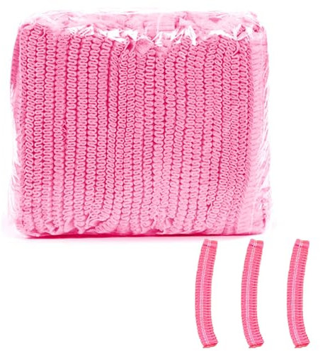 Cuffia Capelli in Tessuto Monouso, Non Tessuta Rete per Capelli Usa e Getta, Cuffia a Retina Usa e Getta per Capell con Fascia Elastica per Medici, Laboratori, Ristoranti, Tatuaggi, 50 Pezzi (Rosa)