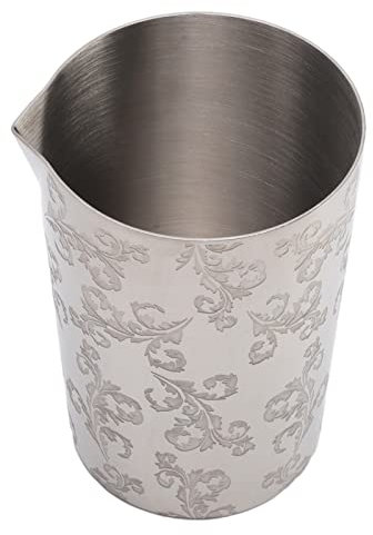 Vaso Mezclador de Cóctel de Acero Inoxidable, Patrón de Flores de Preservación del Calor, Taza Mezcladora de Barman Grabada para Bar, Fiesta, Hogar