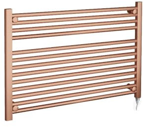 Straight Brushed Copper Ladder Towel Rail Radiators Single Heat Electric Element Bathroom Heater - 900 x 600mm