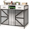 Fatmok Dog Crate Furniture, Dog Kennel Furniture for Large Dogs Indoor, Heavy Duty Wooden Dog Crate TV Stand with 2 Drawers, 44 Metal Wire Decorative Dog Cage End Table, Chew-Resistant,White