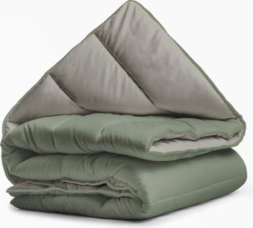 Sleeptime Bettdecke - Grün/Khaki - 240 x 200 - Waschbare Bettdecke - 4 Jahreszeiten - Anti-Allergene Steppdecke