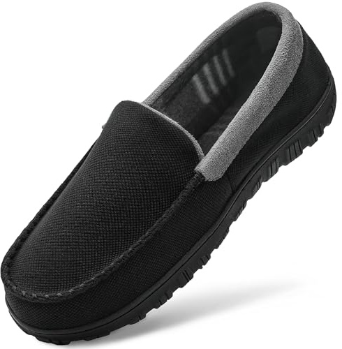 MIXIN Mens Slippers Cozy Moccasin House Slippers Anti-Skid Slip On Indoor Outdoor with Comfy Memory Foam