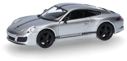 Herpa Modellauto Porsche 911 (991) Carrera 4 S, Silber, Miniatur im Maßstab 1:87, Sammlerstück, Made in Germany, Modell aus Kunststoff