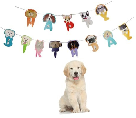Warmhm 1 Satz Hund Ammer Hunde-Geburtstagsbanner Hundegeburtstag hängende Girlande Geburtstagsfeier geburtstagsdekorationen Hundemuster Hunde-Streamer- Geburtstags-hängende Flagge