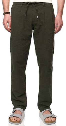 Indicode Herren INWebb Seersuckerhose aus Baumwolle | Herrenhose Freizeithose Männer Army, S