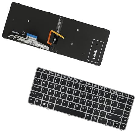 Tastiera di ricambio retroilluminata per tastiera HP Elitebook Folio 1040 G3 Silver Frame (inglese americano)
