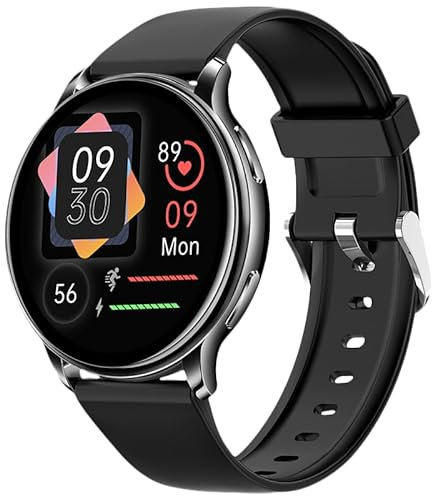 AngLink stahlwatchgear Lunawatch - Smartwatch,1.32 AMOLED mit Herzfrequenzmesser, Schlafanalyse, Zyklustracking & 120+ Sportmodi, IP68 Wasserdicht, Kompatibel mit iOS & Android (Schwarz)