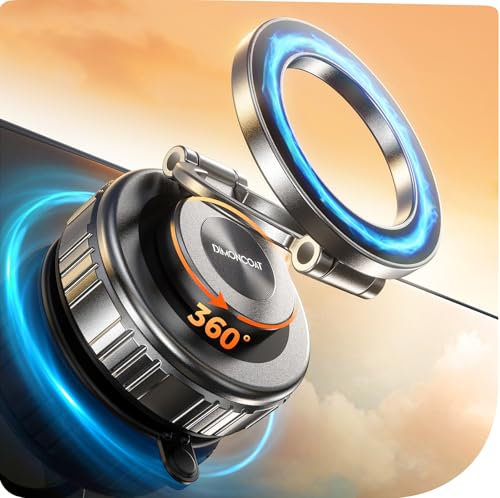 DIMONCOAT Vacuum Magnetic Mobile Phone Holder for Car [109LB Ultra-Strong Suction & 2800gf Magnetic] Magsafe Car Mount for Car Accessories [360° Adjustable & Fold] for iPhone17 Pro Max 16 15