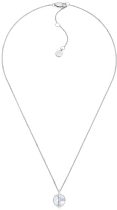 FOSSIL Women's Stainless Steel with lobster clasp closure Round pentagon pendant necklace