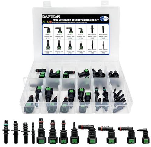 Daptemn Kit di riparazione per tubo del carburante, 8 set di raccordi rapidi in nylon per tubo del carburante, raccordi a gomito dritto, sostituzione adattatore per tubo carburante automobilistico