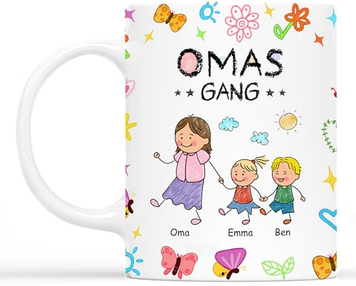 Geschenke Mall Tasse Personalisiert - Omas Gang Buntstifte Schmetterlings - mama oma tasse, gangster oma, muttertagsgeschenke tasse