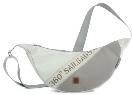 360° crossbody Schultertasche Roop Moonbag Weiss Grau, recyceltes Segeltuch