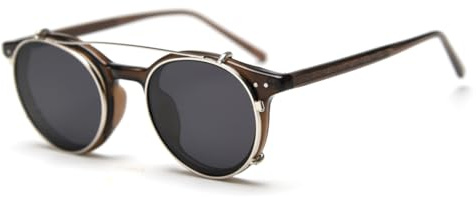 moomoobird Clip on Occhiali da sole Polarizzati TR90 Ovali Retro Occhiali da sole per uomini e donne, marrone con nero