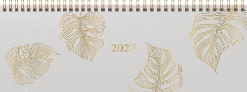 rido/idé 7036311027 Querterminbuch Premium Young Line 2027 Monstera 297×105 mm, Papier: 2 Seiten = 1 Woche