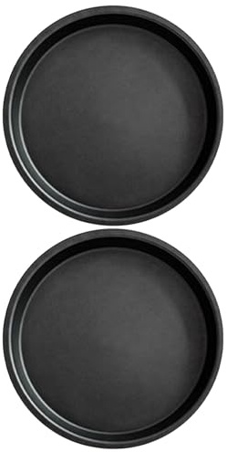 RUNROTOO 2 bandejas para pizza de microondas, antiadherentes, de aleación de aluminio, redondas de 23 cm (9 pulgadas), color negro.