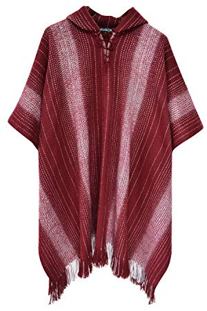 Gamboa Alpaka Wolle Poncho Herren Decke Ponchos Kapuze Cape Pancho Männer Mexikanischer Wollponcho Winter Cowboy Hippie Jacke