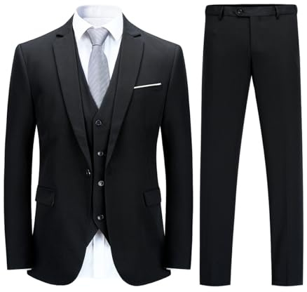 YOUTHUP Abito Uomo 3 Pezzi Slim Fit Blazer Panciotto Pantaloni | Completo in tessuto confortevole ed elastico. Perfetto per cerimonie, lavoro e occasioni speciali