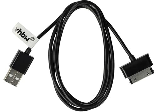vhbw Cable de carga USB compatible con Samsung Galaxy Tab GT-P3110, GT-P3113, GT-P3100 Wifi, GT-P3112, GT-P5100, GT-P3110 Wifi tablet negro