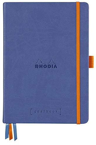 Rhodia 118778C GoalBook (DIN A5, 14,8 x 21 cm, 120 Blatt, dot-Lineatur, 90 g, elegant und praktisch) 1 Stück, Zaphirblau