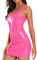 HDE Damen-Minikleid aus Latex, figurbetont, sexy, Club-Kleid für Damen, Knallpink (Hot Pink), Mittel