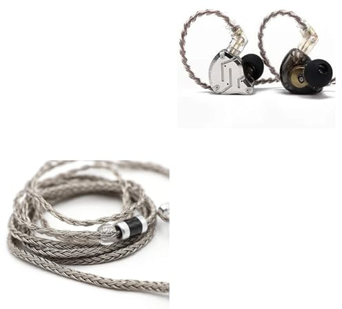 Linsoul KZ ZS10 Pro, 4BA+1DD 5 Driver in Ear Monitor, HiFi Wired Earbuds, Gaming Earbuds (Without Mic, Black)+Tripowin Zonie IEM Cable, 1.25m (Recessed 2pin, 3.5mm, Grey)