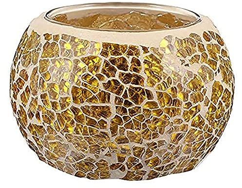 ANCLLO Portavelas perfumado de cristal de mosaico, hecho a mano, romántico portavelas de cristal para aromaterapia, decoración de fiestas (sin velas)