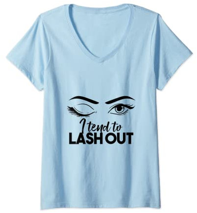 Damen Niedlich, ich neige dazu, Make-up-Künstler Wimpern T-Shirt mit V-Ausschnitt