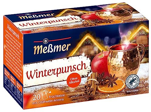 Meßmer Winterpunsch | Früchtetee mit Glühweinaroma, ohne Alkohol | 20 Teebeutel | Vegan | Glutenfrei | Laktosefrei