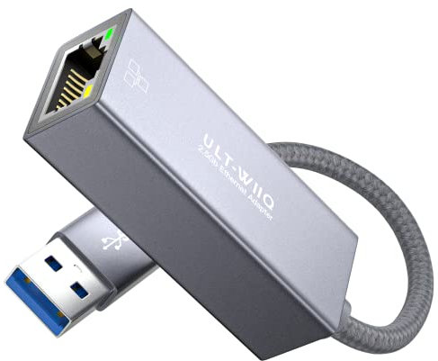 ULT-WIIQ-USB 2.5G Ethernet Adapter, USB 3.0 to RJ45 2.5GbE LAN Gigabit Network Adapter with 2500Mbps Full Speed for MacOS, Windows, Linux, Dell XPS, Surface Pro, Laptop, Tablet, Synology NAS and PC