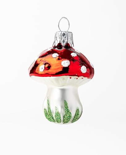 Mini-Glückspilz-Weihnachtsschmuck, Miniatur-Pilz-Ornamente, Rotkappen-Fliegenpilz, glänzende Oberfläche, Pilz-Ornamente für Weihnachtsbaumdekoration Polish Gallery