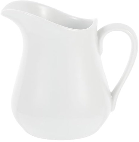 White Ceramic Milk Jug 250Ml - Ergonomic Handle, Pinpoint Spout for Accurate Pouring, Ideal for Milk, Cream, Gravy, and More
