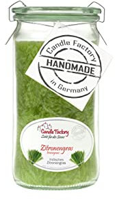 Candle Factory Mini Jumbo Duftkerze aus pflanzlichem Stearin im hitzebeständigen Glas der Marke Weck®, ca. 70h Brennzeit, Duft: Zitronengras