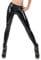 Fashion Design Leggings Damen Wetlook Lederlook Lack Optik Thermo Leggings High Waist Hose (S/M, Schwarz)