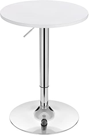 WOLTU Bartisch Stehtisch, höhenverstellbarer Tisch 70-91 cm, multifunktionaler Partytisch in Wohnzimmer Küche Balkon, Bistrotisch aus MDF Metall, Weiß, 52x52x91cm